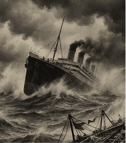 Boat inside ocean storm